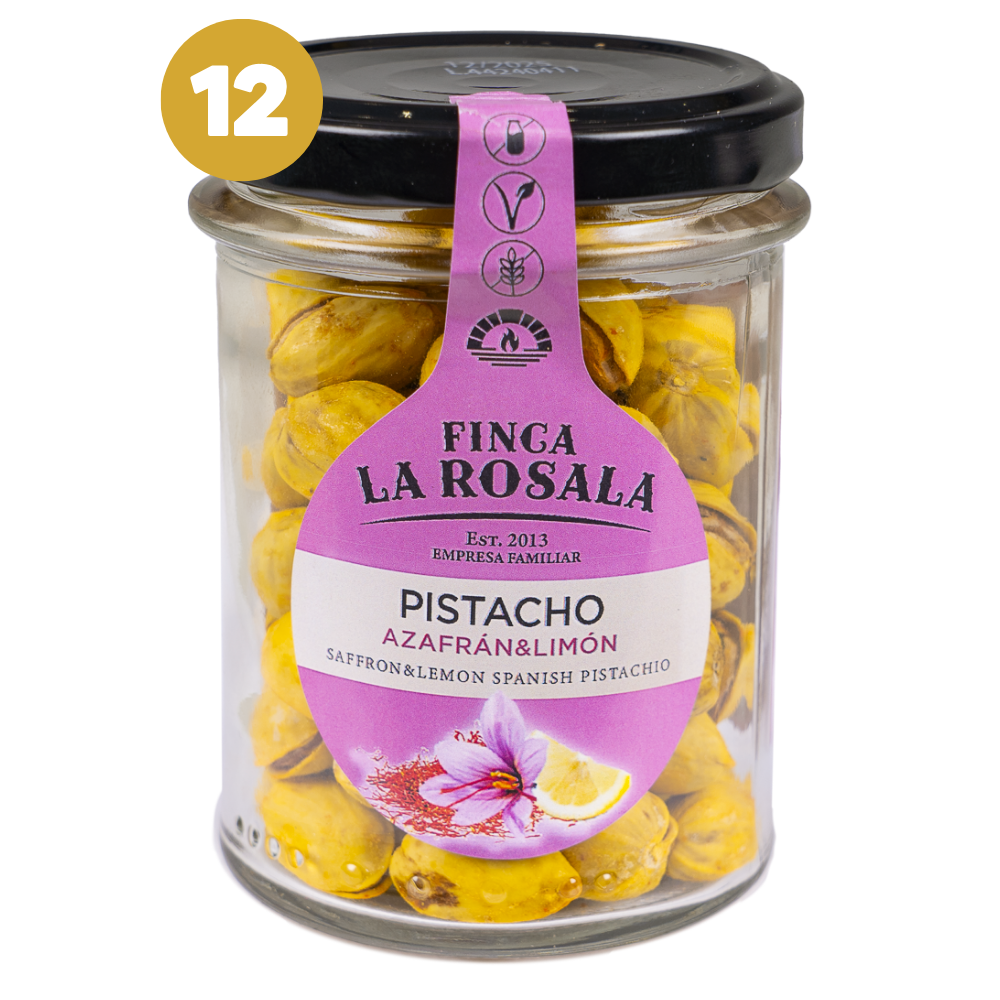 
                  
                    12 tarros de 90 gramos de pistachos tostados con cáscara con especias
                  
                