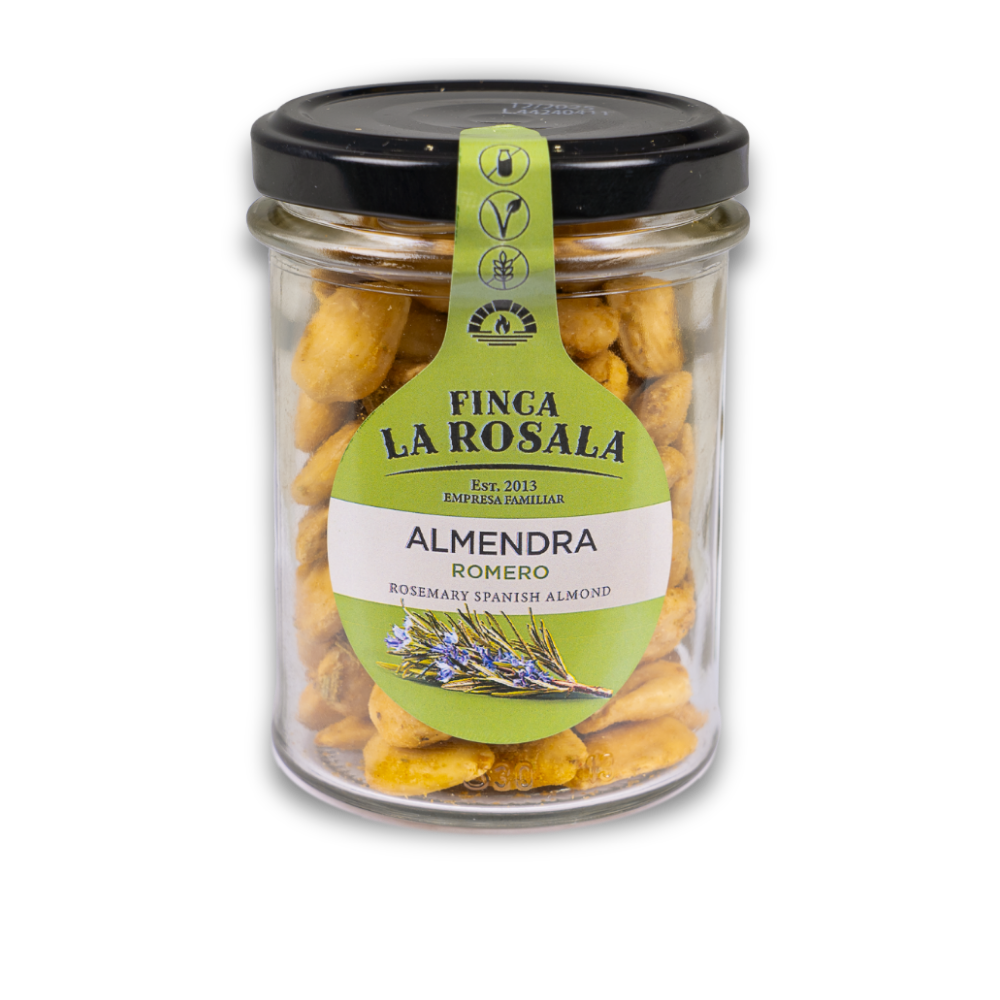 almendras tostadas con AOVE y romero tarro de 90 gramos