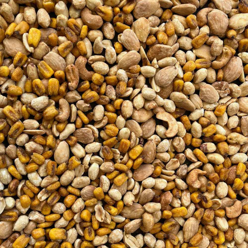 mezcla cacahuetes maíz almendras anacardos tostados con sal